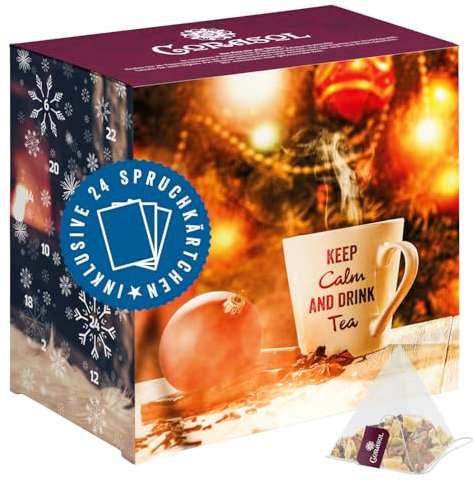 Corasol Sprüche & Tee Adventskalender 2025 mit 24 Premium Tees & Spruchkärtchen (89 g)