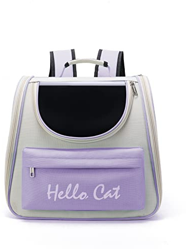 Sipobuy Haustier Niedlicher, Faltbarer Kapselrucksack Für Kleine, Mittelgroße Katzen, Welpen, Hunde, Transparente, Atmungsaktive, Hitzebeständige Tragetasche Für Reisen, Wandern, Camping (Violett)