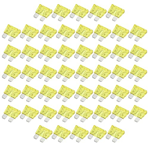A ABSOPRO 50uds Hoja Estilo Fusibles 20A Hoja Estilo Fusibles para Coche Barco Amarillo