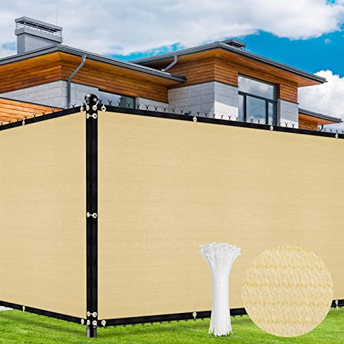 Duerer Brise Vue occultant Sable pour Jardin Cloture 1.5m x 10m, 170g/m² HDPE Tissu 90% Occultant Anti-UV Brise D’intimité Clôture pour Terrasse Balcon avec Attaches de câble Zip - Sable