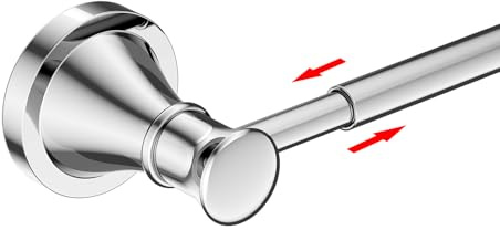 BESy Adjustable 16 to 26 Inch Bath Towel Bar Rack for Bathroom Towel Holder, Wall Mounted Towel Bar Rod Hanger Bathroom Hardware Accessories Hotel Style, Stainless Steel, Polished Chrome