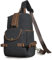 Handadsume Wasserfeste Leinwand + Leder Wandern Reisen Tagesrucksack Sling Crossbody Dreieck Brust Pack Tasche für Männer Frauen FB8013 (X-3028-Schwarz)