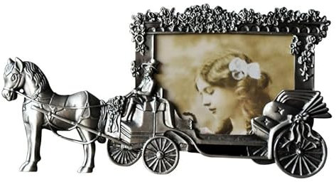 luckxuan Fotorahmen/Bilderrahmen Fotorahmen Vintage Bilderrahmen weißer Pferdewagen Photoframe Leerrahmen