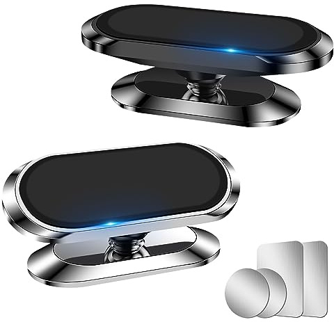 AXFEE Magnetisk biltelefonhållare, 360° roterande biltelefonhållare, 8 stark magnet, universell bärbar legering magnetisk telefonhållare för i-telefon/Samsung smartphone (2 st)