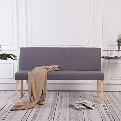 Homgoday Sitzbank mit Rückenlehne Flurbank Bank Wohnzimmerbank Polsterbank Sofabank Wartebank für Wohnzimmer Flur Schlafzimmer 139,5 cm Hellgrau Polyester
