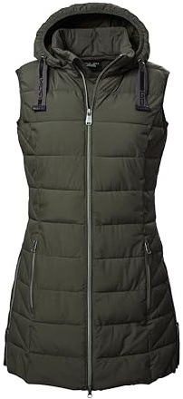 G.I.G.A. DX Damen Steppweste mit abknöpfbarer Kapuze/Funktionsweste in Daunenoptik GW 5 WMN QLTD VST, oliv, 44, 41774-000