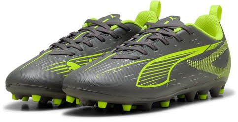 Puma - Ultra 5 Play MG JR, Zapatillas de fútbol Unisexo, Matte Aged Silver-Yellow Alert-Puma Aged Silver,