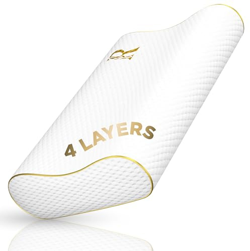 4-Layer Queen, Contour Pillow, Side and Back Sleepers, Orthopedic, Neck Support Pillow, for Neck Pain, CertiPUR-US