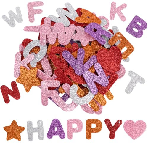 182 Stück 4,3 cm Moosgummi Buchstaben Glitzer Aufkleber Selbstklebend Schaumstoff Klebebuchstaben Glitter Alphabet Sticker für Kinder Namensaufkleber DIY Handwerk (5 Farben)