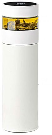 JUSHZ Mug Isotherme Gourde Isotherme Bouteille Isotherme Flasques Café Tasse Alimentaire Chaud Carafe avec Infuseur Tasse à Thé avec Doublure INOX 400 ML (400ml,White)