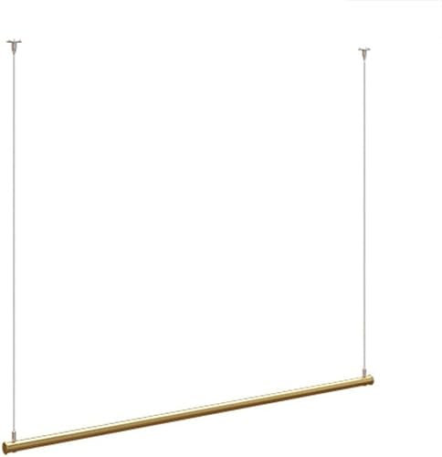 KAZUP Kleiderständer für die Decke, höhenverstellbarer Kleiderstangenaufhänger in Gold, Kleiderständer für die Decke mit Drahtseil, platzsparender Kleiderbügel, Präsentationsständer für Bekleidung