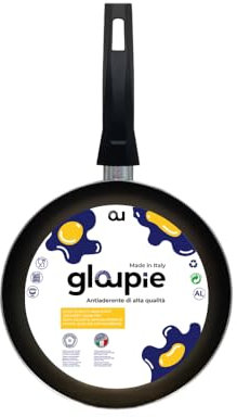 GLOUPIE Padella In Alluminio Antiaderente Di Alta Qualità Ecologico E Riciclabile PFAS, PFOA E Nichel Free, Diam. 24 Cm, Cottura Uniforme E Salutare, Ideale Per Cottura A Gas, Made In Italy