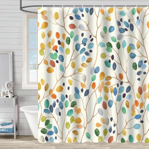 FAIRYGATE Duschvorhang 180x180 Shower Curtain Anti Schimmel Wasserdichter Waschbar Stoff Textil aus Polyester Badewanne Vorhang mit 12 Duschvorhängeringen Duschvorhang B8013