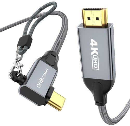 OHBUYAGN Câble USB C vers HDMI 4K @ 60 Hz, câble UHD Thunderbolt 3/4 vers HDMI, compatible avec iPhone Série 15, MacBook Pro/Air, Mac Mini, iPad Pro/Air/Mini, Surface, XPS, Galaxy, etc. (2 m)