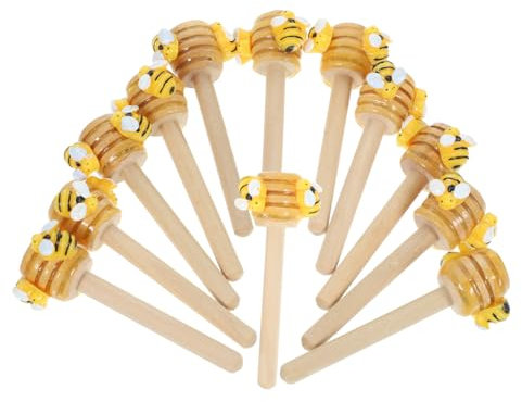 ULDIGI 12pcs Honey Dipper with Bee Decoration Tiered Tray Decor for Bee Themed Parties Spring Kitchen Display Includes Fake Honey and Bright Colors Each