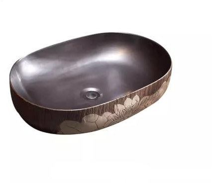 CUISGOR Lavandino da Bagno a Incasso Lavabo da appoggio retrò di Piccole Dimensioni for la casa, Balcone, Bagno, lavabo Rotondo, lavabo Singolo Lavandini da Bagno(A)
