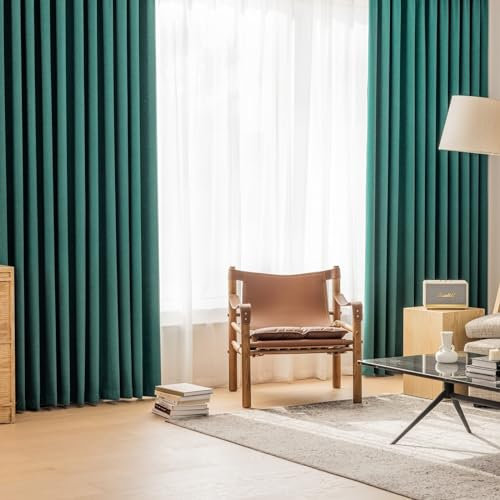 Bishilin Vorhänge Blickdicht mit Ösen 2 Set 102x183CM, Verdunklungsvorhänge Modern Einfach, Dunkelgrün Gardinen Verdunkelnd Wohnzimmer Jugendzimmer Schlafzimmer