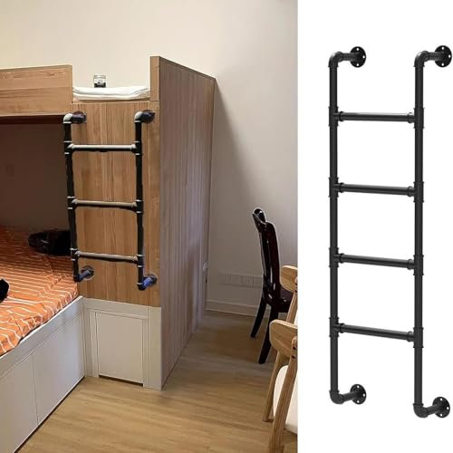 Schwarze Metall-Leiter mit Pads zum Klettern und Fluchten, 1,2 m, 1,8 m, 2,4 m, Fensterbrunnen/Dachbodentreppe, Ausgangsleiter für Keller, Lager, Außenwände