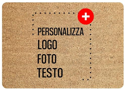 Colorfamily Tappeto Zerbino PERSONALIZZATO con LOGO, FOTO, TESTO Ingresso Casa 60x40 cm