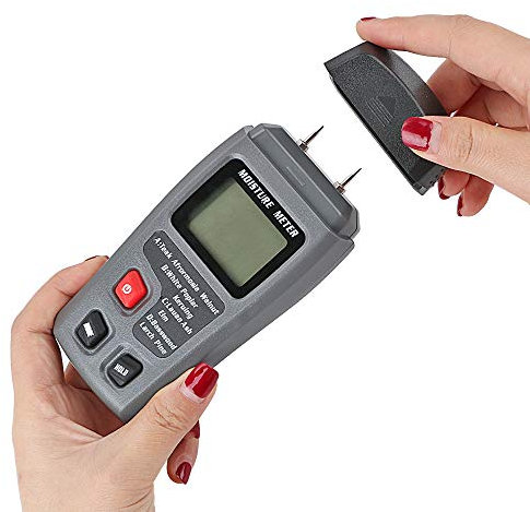 Neyoi Outil de mesure à deux aiguilles, hygromètre à bois, hygromètre numérique en bois, hygromètre numérique en bois, écran LCD 0-99,9 %