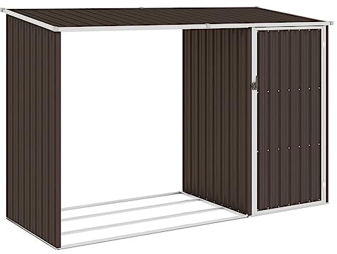 Furniture Select-Garden - Caseta para leña (245 x 98 x 159 cm, acero galvanizado), color marrón