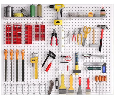 Panneaux perforés for murs, panneaux perforés, panneaux perforés, supports de rangement for outils, panneaux muraux en métal, bureau à domicile, salle d'artisanat, cuisine, garage, atelier, atelier de