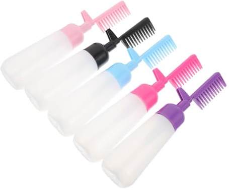 WOONEKY 5pcs Hair Dye Applicator Comb Bottle Dispenser Oil Bottle for Convenient Color Application Portable Large Capacity Design Travel and Home Use