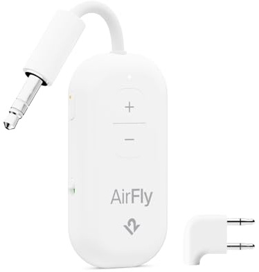 Twelve South AirFly Pro 2 Deluxe | Drahtloser Sender/Empfänger mit Audio-Sharing für bis zu 2 AirPods/drahtlose Kopfhörer - Flugzeug, Fitnessstudio, Auto
