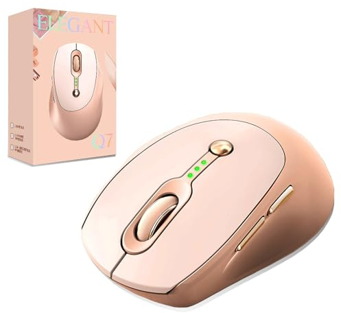 Bluetooth Mouse, Dual Mode (BT5.0 + 2.4 GHz) Wireless Mouse, Visible Battery Level, Rechargeable Ergonomic Quiet Computer Mouse with USB-A Receiver, 3 Adjustable D-PI, Wireless Mouse for Laptop