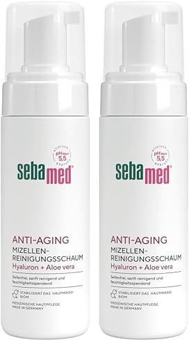 SEBAMED Anti-Aging Mizellen Reinigungsschaum für die Gesichtsreinigung, für Männer und Frauen, zur Make-Up Entfernung geeignet, bei fettiger und unreiner Haut, mit Hyaluron und Aloe Vera,150 ml