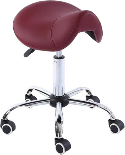 DZYHFCO Sattelhocker, Drehstuhl, ergonomisch, professioneller Rollsattelstuhl, Sattelhocker, Stuhl (rot)