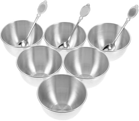 ABOOFAN 9pièces Plats à Sauce Acier Inoxydable à Condiments Avec Cuillère Pour Sauce Soja Vinaigre Sucre Usage Multiple