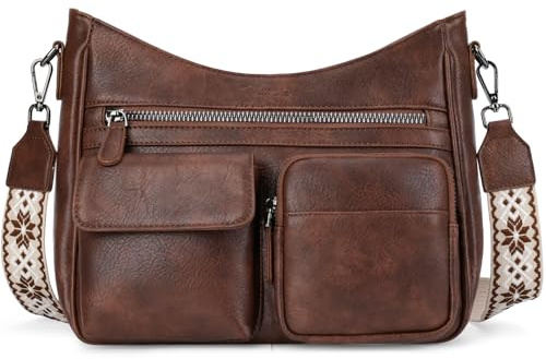 VIMUTI Umhängetasche Damen Mittelgroß Damen Handtasche Crossbody Bag Veganes Leder Tasche Damenhandtasche mit Verstellbar Breitem Schultergurt