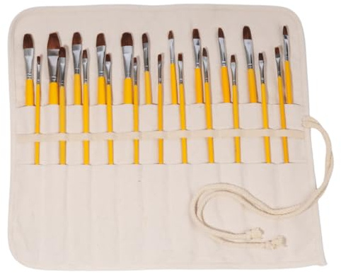 YISENJEE Bolsa Enrollable De Pintura Bolsa De Lona De Doble Capa De Gran Capacidad Para Pinceles, Lápices De Acuarela, Rollo De Lona, Papelería Para Pintar-Off-White
