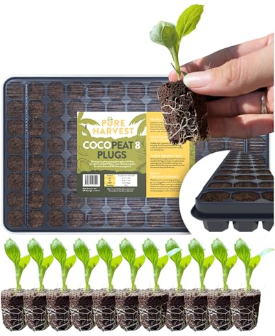 Pure Harvest CocoPeat 8 Starter Plugs - Prehydrated, Ready to Use Growing Medium. Ideal for Seeds, Cuttings & Tissue Cultures. Perfect for Greenhouses, Grow Tents & Indoor Setups. 104 Plugs Per Tray