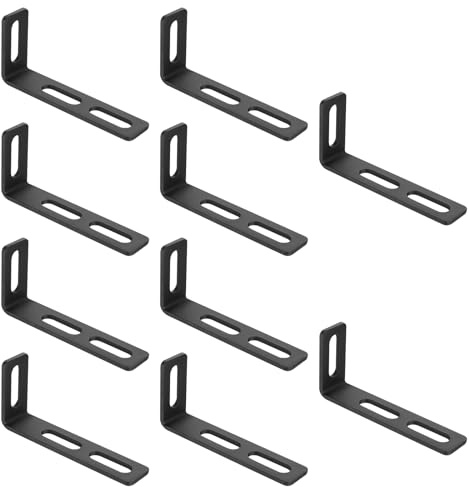 ANBEEISS 10 Pz Staffe Angolari 90 Gradi Regolabili, 111x51x25 mm | Staffa a L, Staffa Angolare Legno Mobili Legno, Squadretta Giunzione Metallo, Connettori Supporto Fissaggio Sedie Librerie