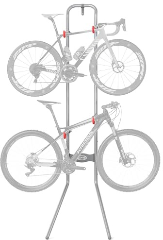 CXWXC Supporto verticale per 2 biciclette, supporto da parete salvaspazio fino a 54 kg, supporto per bicicletta regolabile per garage e appartamento, mountain bike e bici da strada