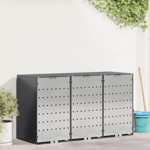Générique Rangement de Poubelle à roulettes pour 3 poubelles Anthracite,Maison & Jardin,Produits ménagers,Accessoires pour conteneurs à déchets,Cache-conteneurs à déchets,Anthracite,68 KG,3394779