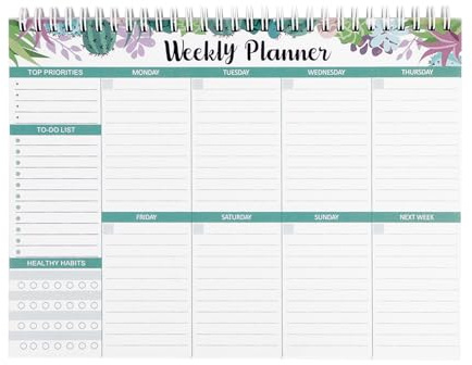 Undated Weekly Planner Notebook To Do List - 7.48×10 2026 Worker Student Daily Planner for Work Learn Menu Shopping - 52 Sheets 100gsm Paper
