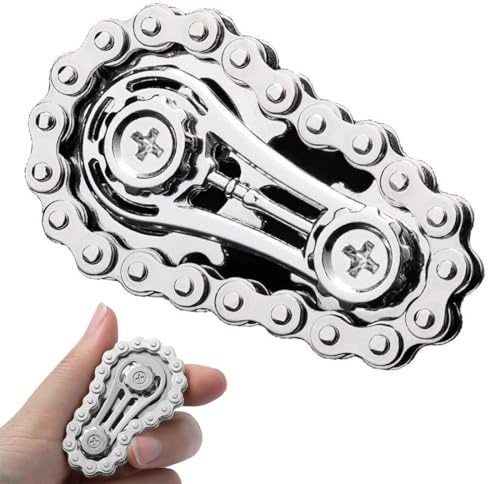 GNALIA Spinner Con Ingranaggi, Fidget Bike Chain, Giocattolo Antistress Per Adulti, 1 Pezzo, Dimensioni 6X3.5X1.1Cm, Argento