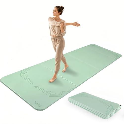 FunLife Tappetino da yoga pieghevole 10mm – Tappetino fitness extra spesso per yoga, pilates e ginnastica, tappetino antiscivolo, pieghevole per risparmiare spazio, per interni ed esterni, materiale