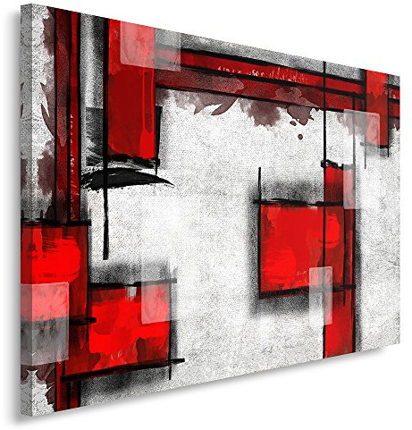Feeby Impression Sur Toile Abstraction Géométrie 40x30 cm 1 pièce Tableaux Tableau Mural Image Moderne Photo Décoration Murale Artistique Photographie Design Chambre Salon Cuisine Noir Rouge Blanc