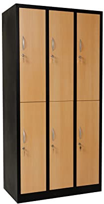 furni24 Garderobenschrank Schließfach Spind Umkleideschrank Kleiderschrank Abteilbreite 30 cm 6-türig fertig montiert Verschiedene Ausführungen verfügbar