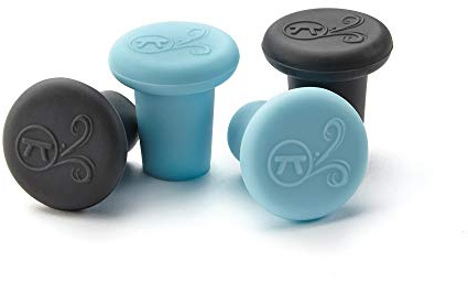 Outset Silicone Wine Bottle Stopper, Set of 4, Black and Blue
