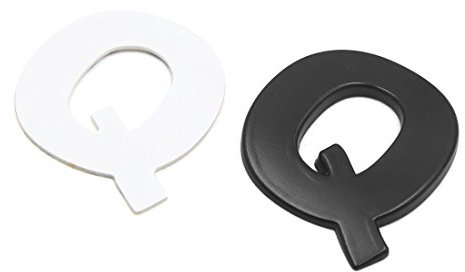 sourcing map Schwarzer Metall-Q-Buchstaben-Alphabet-Aufkleber, Emblem Abzeichen, Aufkleber für Auto