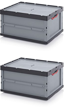 2 x professionell fällbox 80 x 60 x 44 med lock inklusive gratis tullager * stor hopfällbar låda *