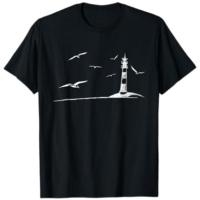 Meer Leuchtturm & Möwen Lässiges Ostsee Nordsee T-Shirt