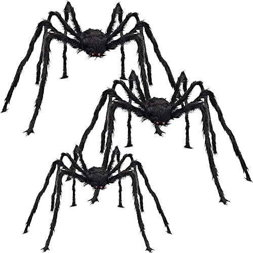 CHBOP 3 groß 150cm 150cm 120cm Gruselige Spinnen Set Halloween Spinnen Riesenspinne Halloween Horror Deko schwarz