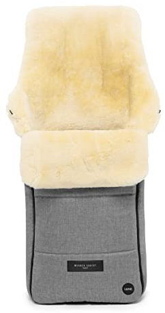 WERNER CHRIST BABY, Lammfell-Fußsack AROSA LUXE – vollfelliger Buggy, Kinderwagen-Fußsack (Kinder ab 6 bis 36 Monate), aus medizinischem Fell, in Grigio (grau-meliert)