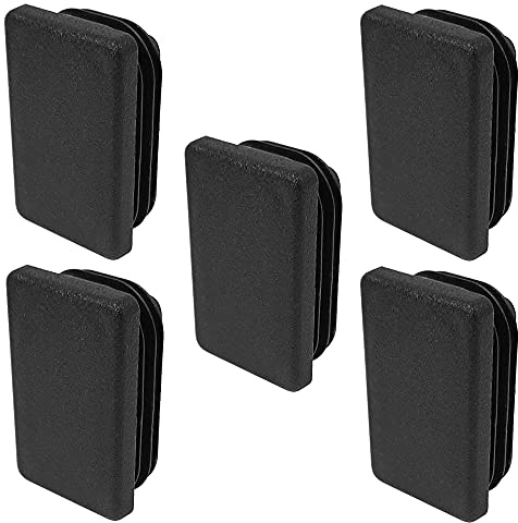 cyclingcolors 5x Kunststoff Rechteckige Rohrstopfen Lamellenstopfen Schwarz Stopfen Rohre Rohraußen Endkappen Möbelgleiter, 50x30mm